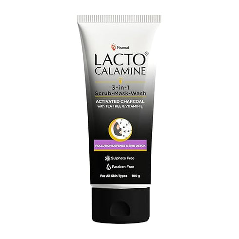 Lacto Calamine 3-in-1 Charcoal Face Scrub-Mask-Wash